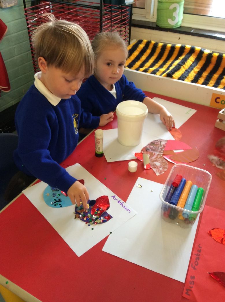 Children making art